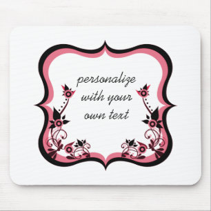 Sassy Floral Frame Mousepad, Pink Mouse Pad