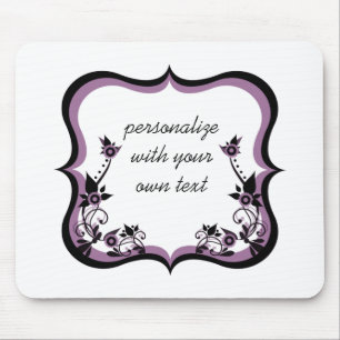 Sassy Floral Frame Mousepad, Purple Mouse Pad