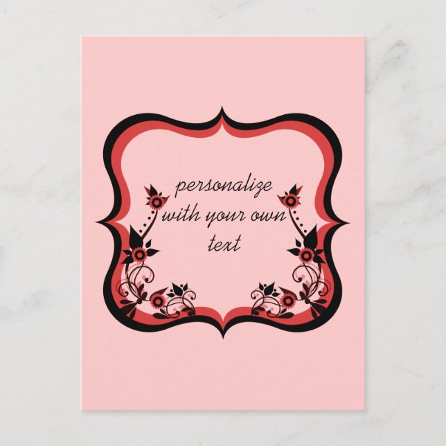 Sassy Floral Frame Postcard, Red Postcard (Front)
