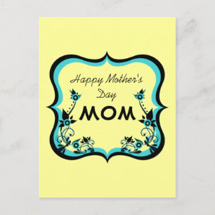 Sassy Floral Mother's Day Postcard, Turquoise Postcard