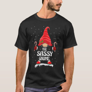 Sassy Gnome Buffalo Plaid Matching Family Christma T-Shirt