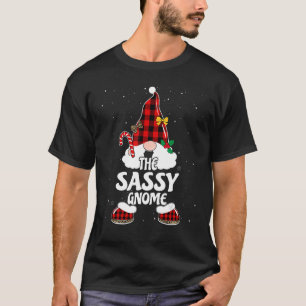 Sassy Gnome Buffalo Plaid Matching Family Christma T-Shirt