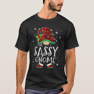 Sassy Gnome Red Plaid Matching Family Christmas Pa T-Shirt
