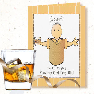 Sassy Grey Hair Male Cartoon Birthday Card