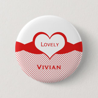 Sassy Heart Fishnet Button, Red 6 Cm Round Badge