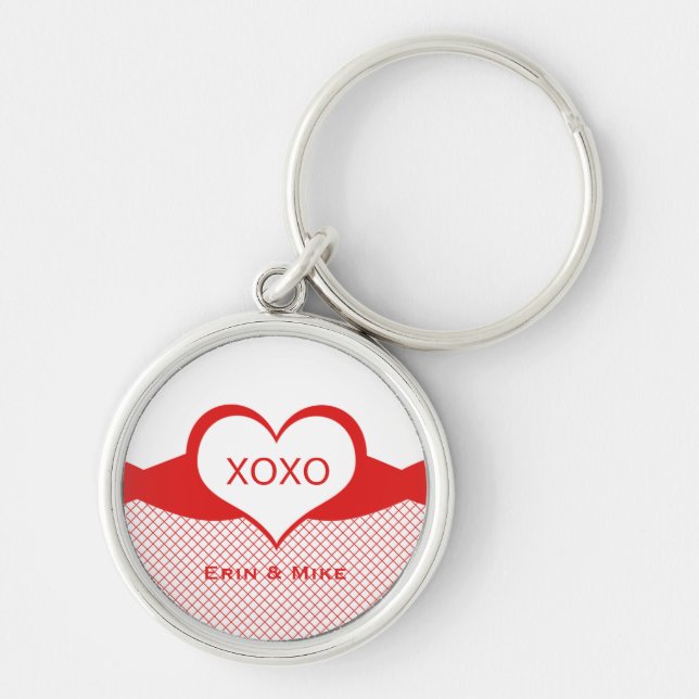 Sassy Heart Fishnet Keychain, Red Key Ring (Front)