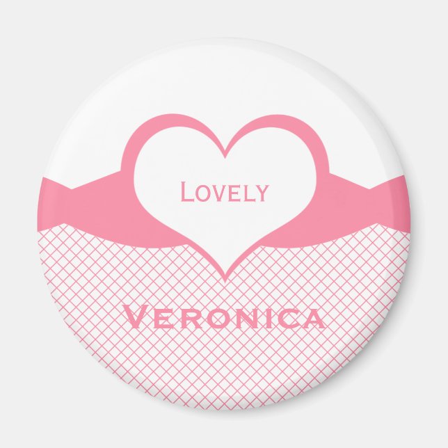 Sassy Heart Fishnet Magnet, Pink Magnet (Front)