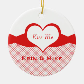 Sassy Heart Fishnet Ornament, Red Ceramic Ornament
