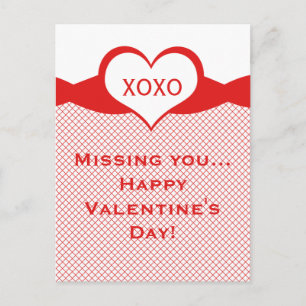 Sassy Heart Fishnet Valentine Postcard, Red Holiday Postcard