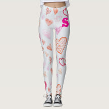 Sassy heart shaped pink print leggings