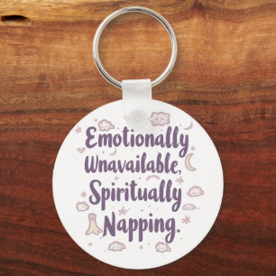 Sassy Introvert Humor with Cute Clouds Key Ring