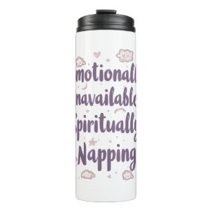 Sassy Introvert Humour with Cute Clouds Thermal Tumbler