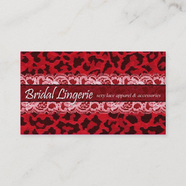 Sassy Lace Leopard Bridal Lingerie Lacy Garter Business Card (Front)