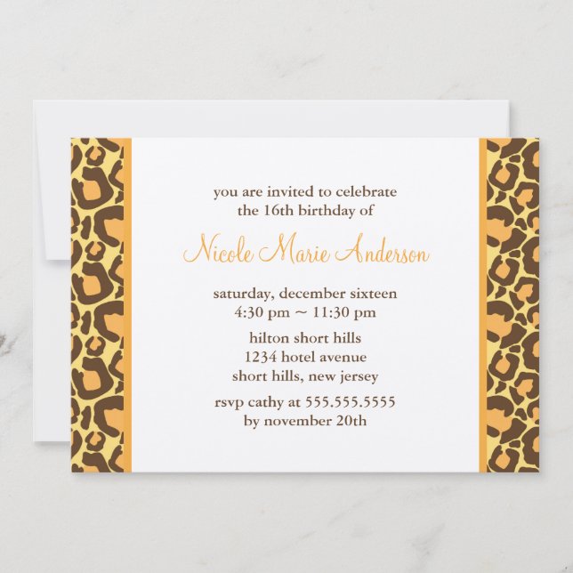 Sassy Leopard Print Birthday Invitation (Front)