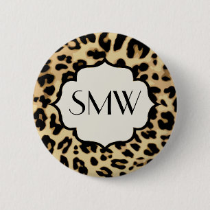 Sassy Leopard Print Monogrammed 6 Cm Round Badge