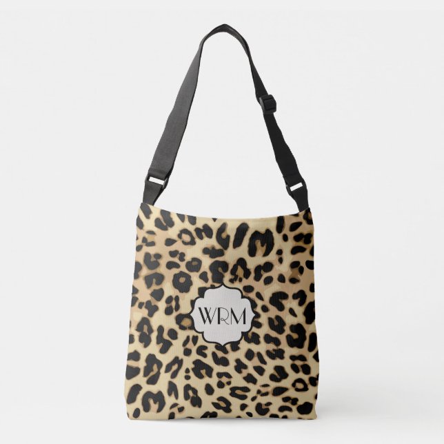Sassy Leopard Print Monogrammed Crossbody Bag (Front)