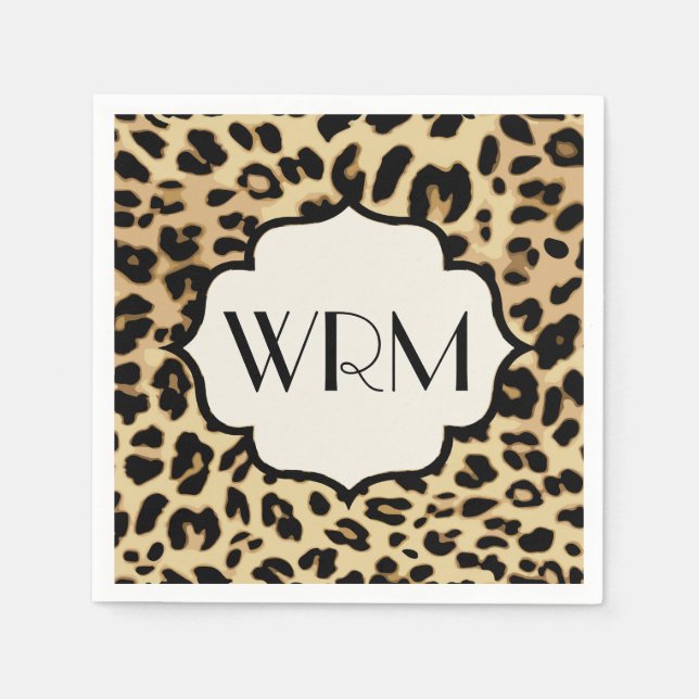 Sassy Leopard Print Monogrammed Napkin (Front)