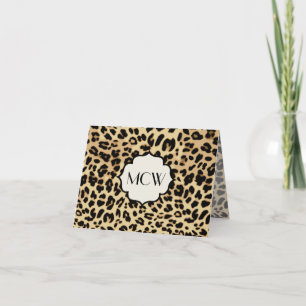 Sassy Leopard Print Monogrammed Note Card