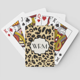 Sassy Leopard Print Monogrammed Playing Cards