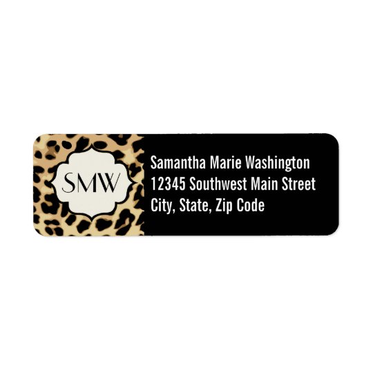 Sassy Leopard Print Monogrammed Return Address Label