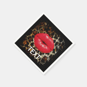 Sassy Lips Animal Print Party Napkin