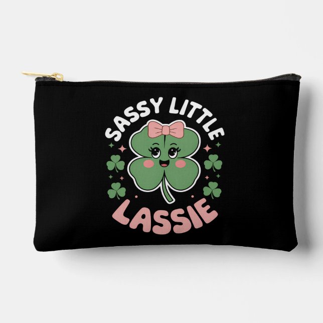 Sassy Little Lassie Funny St Patrick's Day Accessory Pouch (Front)