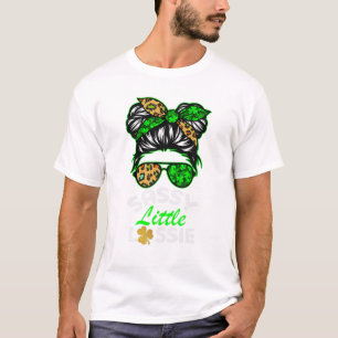 Sassy Little Lassie Leopard Shamrock Bun Hair Patr T-Shirt