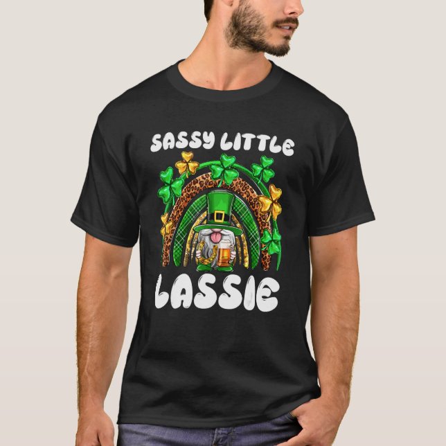 Sassy Little Lassie Rainbow Leopard Green C T-Shirt (Front)