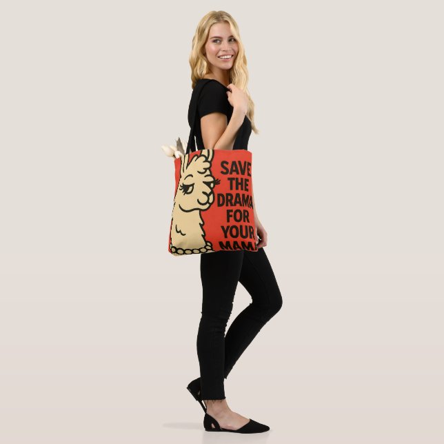 Sassy Llama Attitude – Quirky Farm Animal Illustra Tote Bag (On Model)