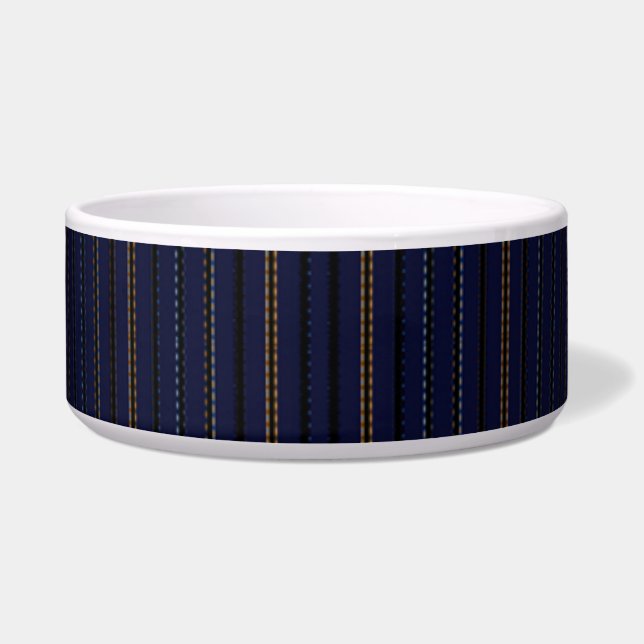Sassy Midnight Stripes Patterned Pet Bowl (Front)