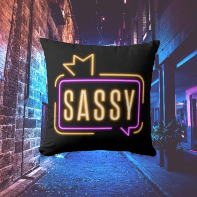 Sassy Neon Glow Throw Pillow – Bold Attitude (Creator Uploaded)