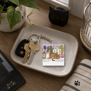 Sassy Orange Tabby Kitchen Counter Top Cat Funny Key Ring