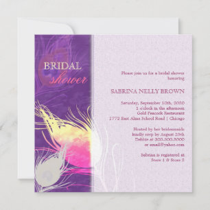 Sassy Peacock Feather Silhouette Bridal Shower Invitation