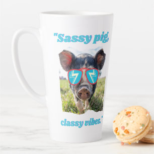 Sassy Pig Classic Vibes- Pig Quote Latte Mug