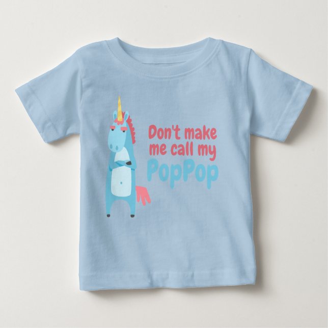 Sassy Pink and Blue Unicorn Is Warning You Baby T-Shirt (Front)