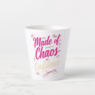 Sassy Pink Typography Chaos And Confidence Latte Mug