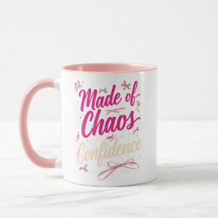 Sassy Pink Typography Chaos And Confidence Mug