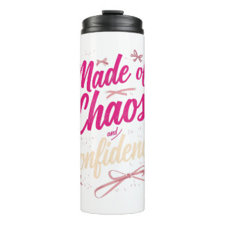Sassy Pink Typography Chaos And Confidence Thermal Tumbler