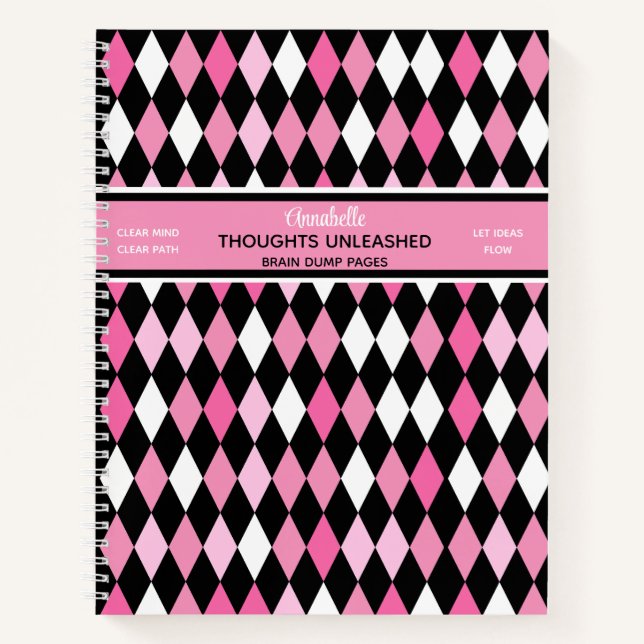 Sassy Pinkista Thoughts Unleashed Spiral Notebook (Front)