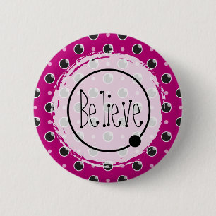 Sassy Polka Dots Believe Button - Purple