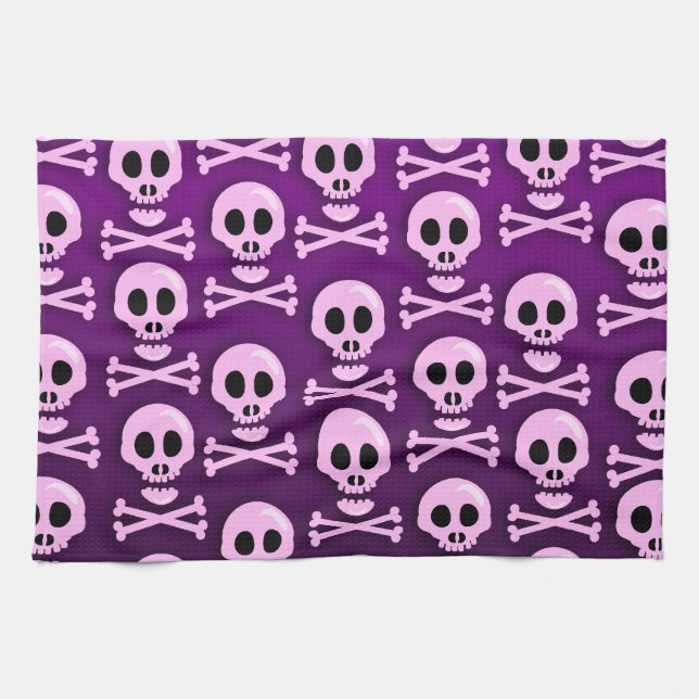 Sassy Purple Skull Tea Towel (Horizontal)