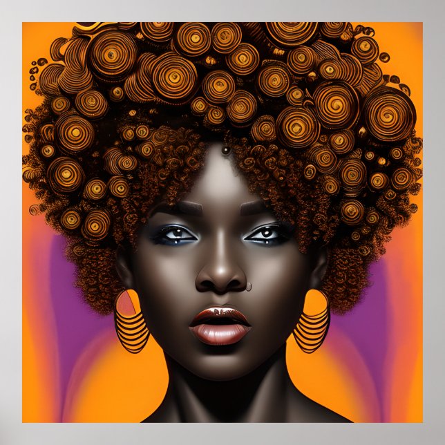 Sassy Queen Auburn Brown Hair Black Melanin Afro Poster (Front)
