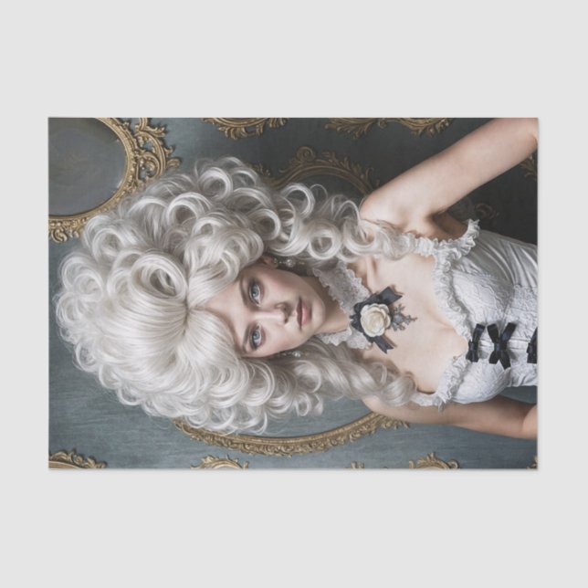 Sassy Rococo Lady Decoupage | Vintage Elegance Tissue Paper (Front)