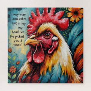 Sassy Rooster Thoughts Jigsaw Puzzle