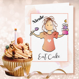 Sassy Sarcastic Female Cartoon Modern Birthday Card