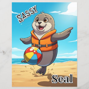 Sassy Seal Cute Cartoon Kid's Nursery Art