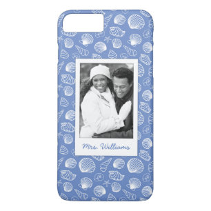Sassy Seashell Pattern   Your Photo & Name iPhone 8 Plus/7 Plus Case