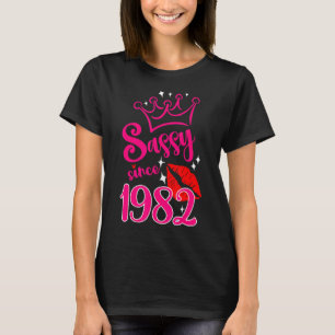 Sassy Since 1982 Happy Anniversary Women Birthday  T-Shirt