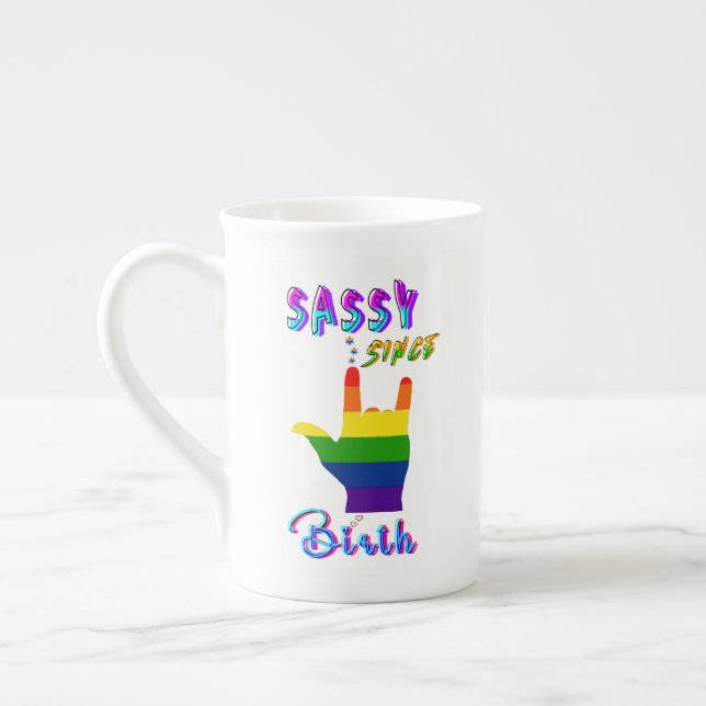 Sassy Since Birth Bone China Mug (Left)