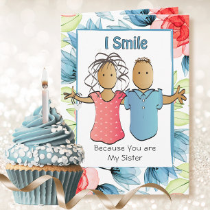 Sassy Sister Funny Saying Ethnic Cartoon Birthday Card